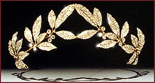 Faberge: A gold-and silver-mounted diamond-set tiara.